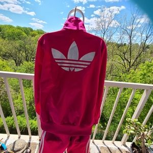 Adidas VTG Hot Pink Stripe Track Suit
